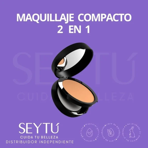 Seytú Maquillaje Compacto 2 en 1 – ¡Base y Polvo Mate Profesional para Máxima Versatilidad!